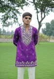 Violet V Neck Real Mirror Work Kurta