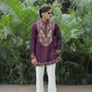 Wine Peacock Motif with Mirror Work Kurta