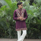 Wine Peacock Motif with Mirror Work Kurta