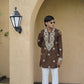 Olive Brown Golden Jari Mirror Work Kurta