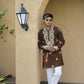 Olive Brown Golden Jari Mirror Work Kurta