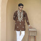 Olive Brown Golden Jari Mirror Work Kurta