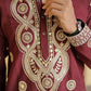 Maroon Golden Jari Mirror Work Kurta