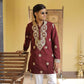 Maroon Golden Jari Mirror Work Kurta