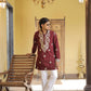 Maroon Golden Jari Mirror Work Kurta