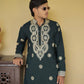 Bottle Green Jari Mirror Work Kurta