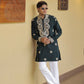 Bottle Green Jari Mirror Work Kurta