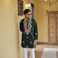 Bottle Green Jari Mirror Work Kurta