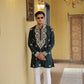 Bottle Green Jari Mirror Work Kurta
