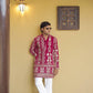 Crimson Red Georgette Flower Heavy Embroidered kurta