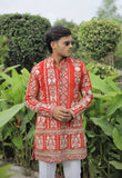 Orange Georgette Flower Heavy Embroidered kurta