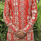 Orange Georgette Flower Heavy Embroidered kurta