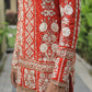 Orange Georgette Flower Heavy Embroidered kurta