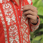 Orange Georgette Flower Heavy Embroidered kurta