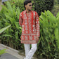 Orange Georgette Flower Heavy Embroidered kurta