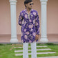 Violet Flower Position Printed Premium Kurta