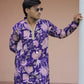 Violet Flower Position Printed Premium Kurta