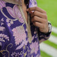 Violet Flower Position Printed Premium Kurta