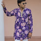 Violet Flower Position Printed Premium Kurta