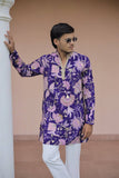 Violet Flower Position Printed Premium Kurta