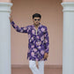Violet Flower Position Printed Premium Kurta