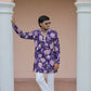 Violet Flower Position Printed Premium Kurta