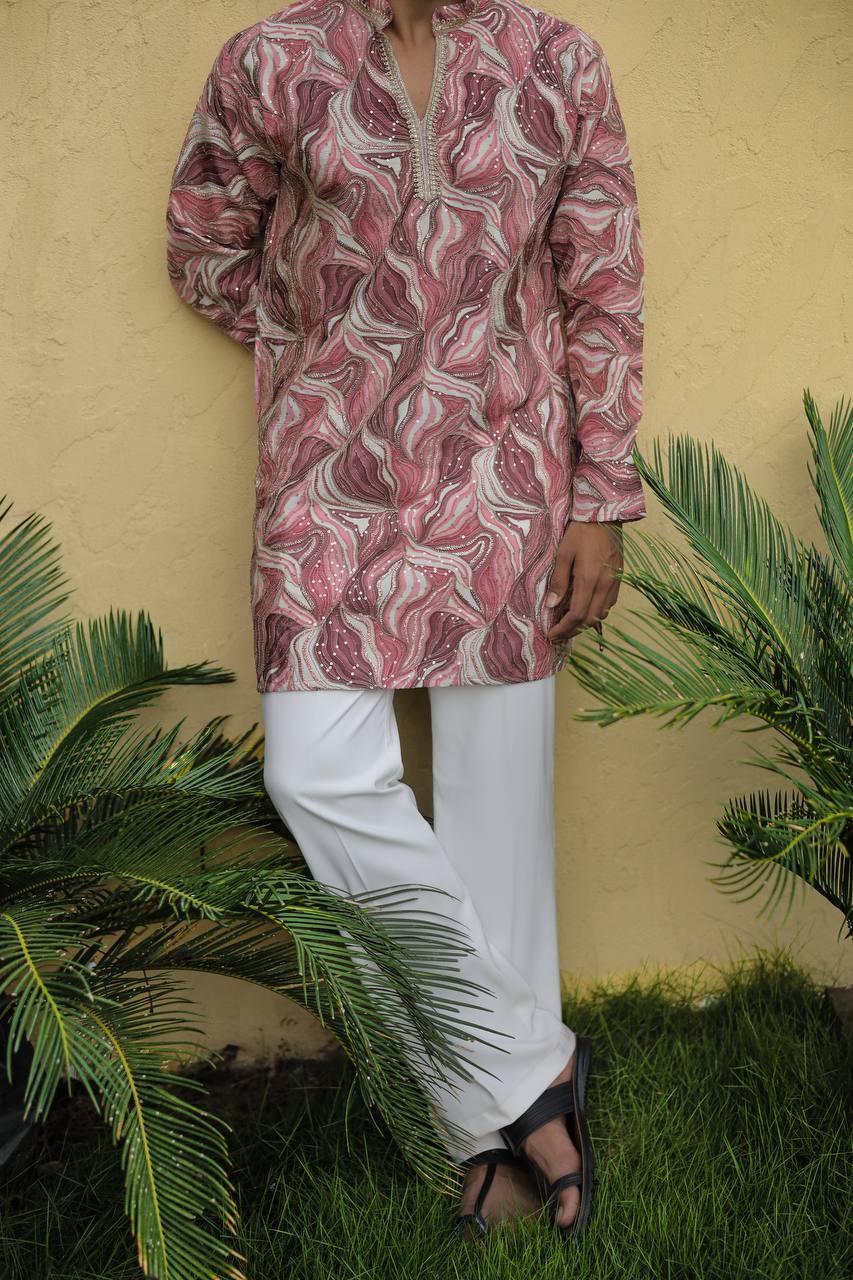 Pink Carnival Position Printed Premium Kurta