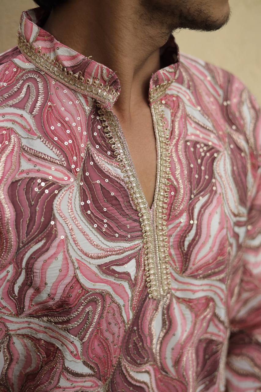 Pink Carnival Position Printed Premium Kurta