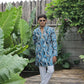 Skyblue Carnival Position Printed Premium Kurta