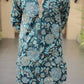 Teal Blue Floral Position Printed Premium Kurta