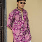 Deep Purple Floral Position Printed Premium Kurta