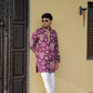 Deep Purple Floral Position Printed Premium Kurta