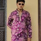 Deep Purple Floral Position Printed Premium Kurta