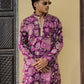 Deep Purple Floral Position Printed Premium Kurta