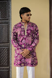 Deep Purple Floral Position Printed Premium Kurta