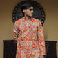 Orange Keri Position Printed Premium Kurta