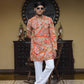 Orange Keri Position Printed Premium Kurta