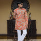 Orange Keri Position Printed Premium Kurta