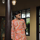 Orange Keri Position Printed Premium Kurta