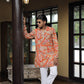 Orange Keri Position Printed Premium Kurta