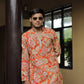 Orange Keri Position Printed Premium Kurta