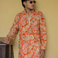 Orange Keri Position Printed Premium Kurta