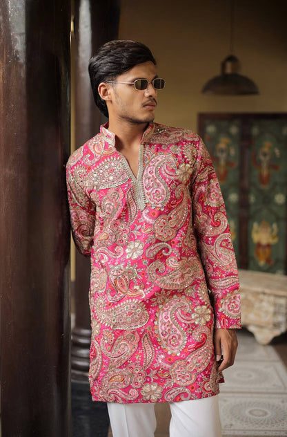Rani Keri Position Printed Premium Kurta