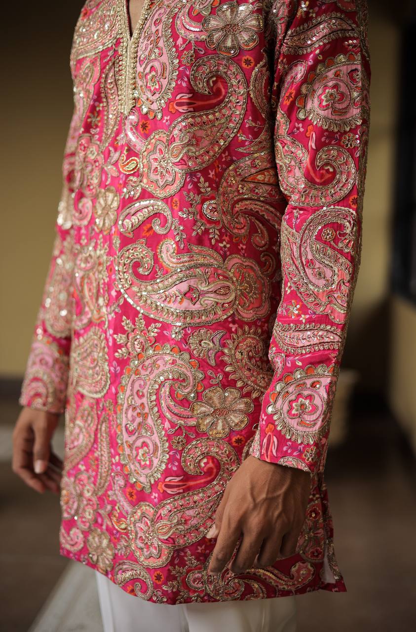 Rani Keri Position Printed Premium Kurta