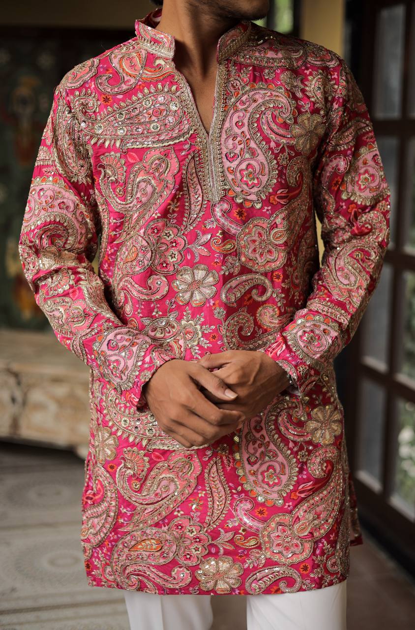 Rani Keri Position Printed Premium Kurta