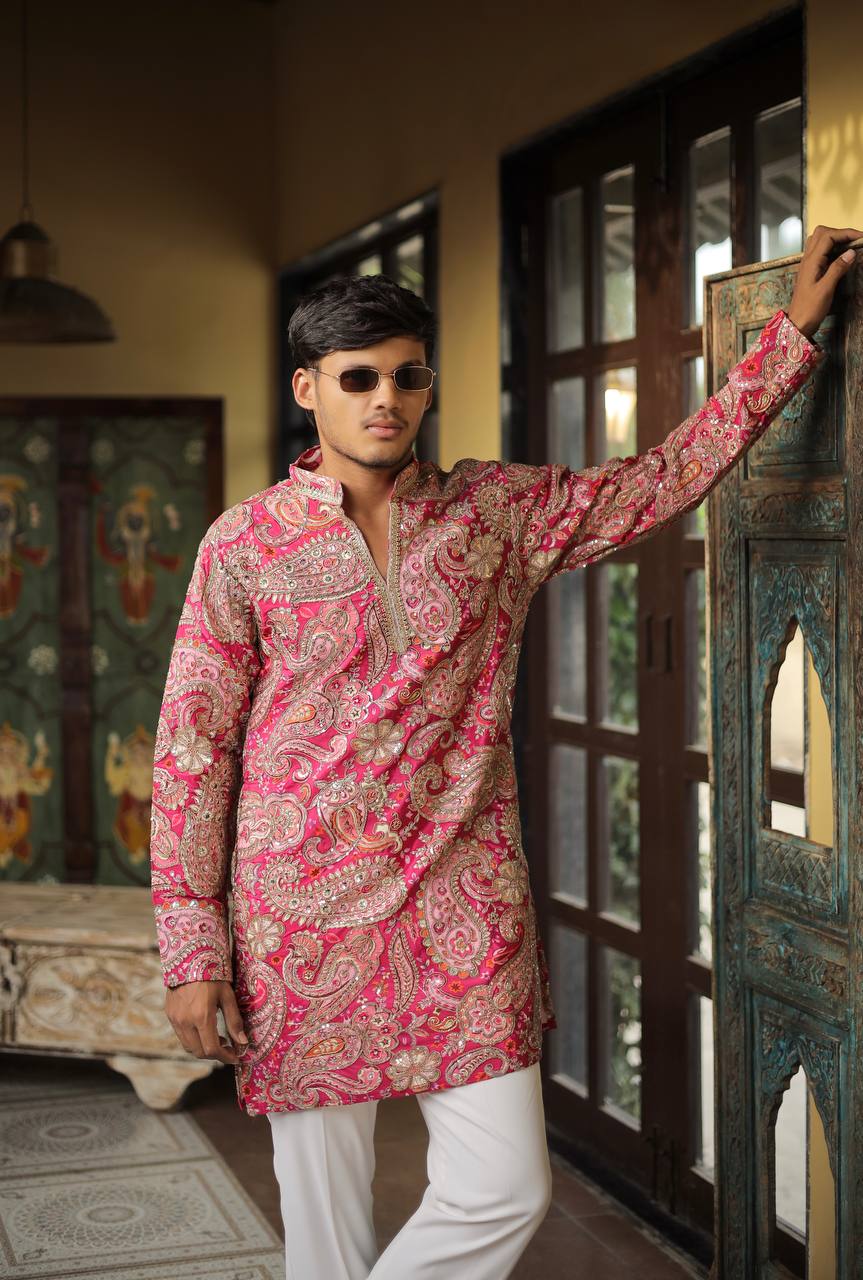 Rani Keri Position Printed Premium Kurta