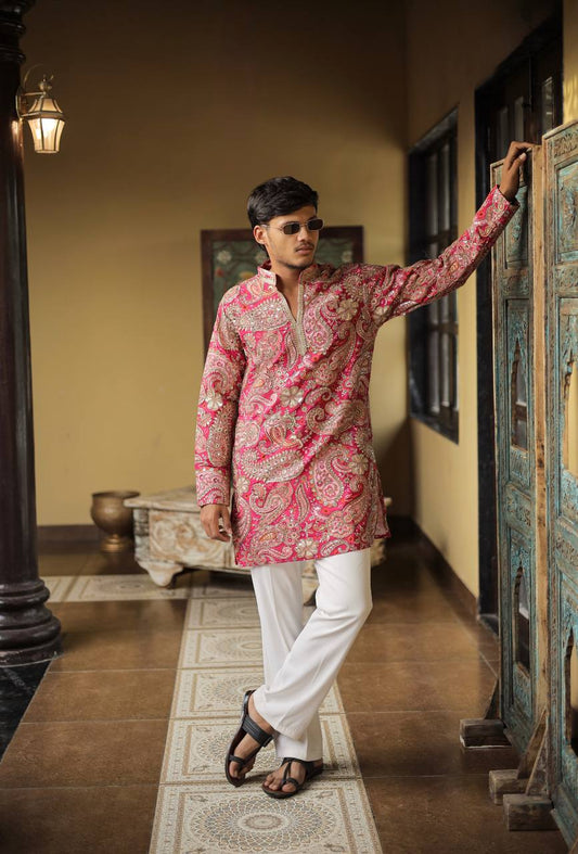 Rani Keri Position Printed Premium Kurta