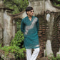 Teal Green Hand Embroidered Beads Work Kurta for Men