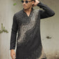 Black Hand Embroidered Beads Work Kurta for Men