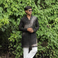 Black Hand Embroidered Beads Work Kurta for Men
